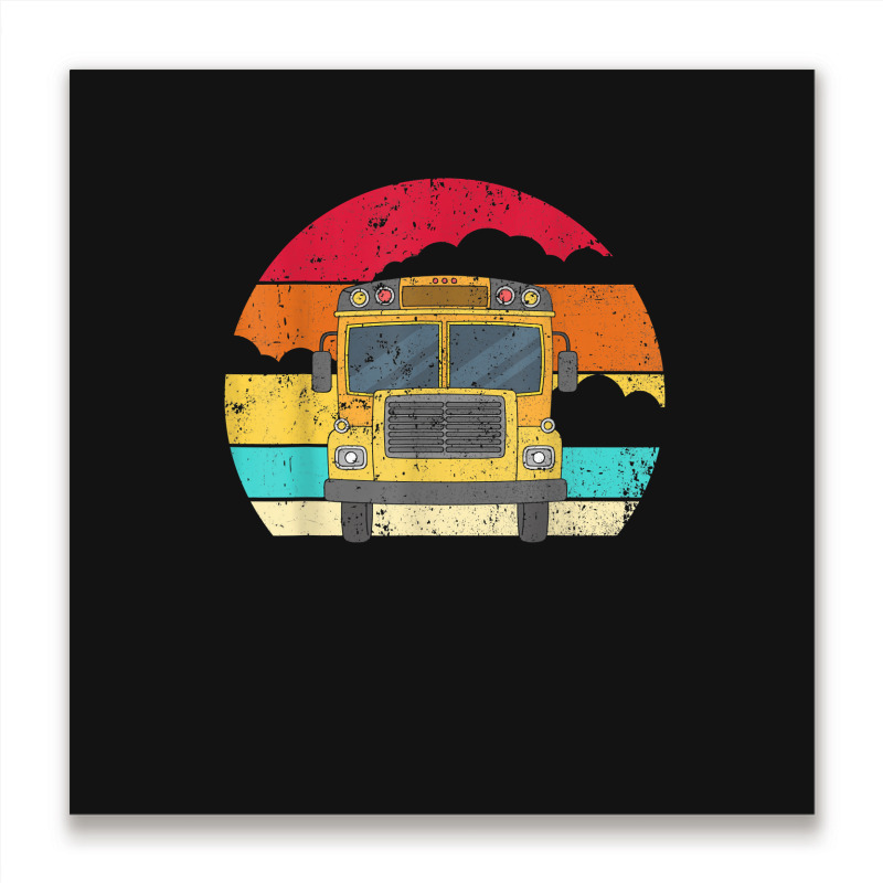 Retro Yellow School Bus For School Bus Driver And Busman Metal Print Square by ShannonFrancis | Artistshot