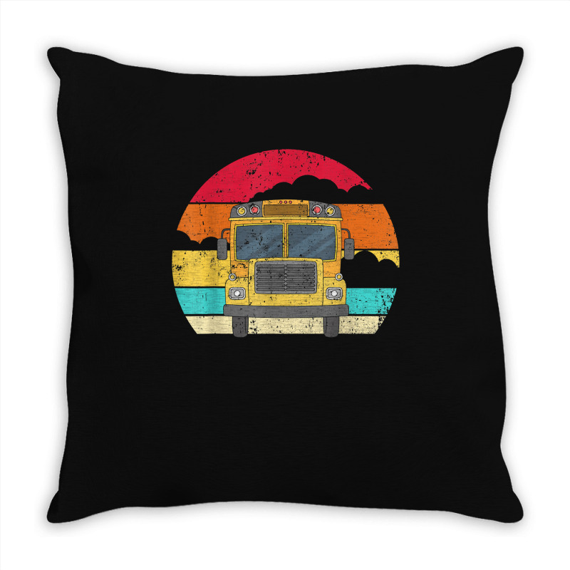 Retro Yellow School Bus For School Bus Driver And Busman Throw Pillow by ShannonFrancis | Artistshot