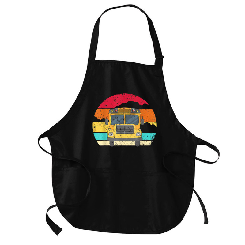 Retro Yellow School Bus For School Bus Driver And Busman Medium-Length Apron by ShannonFrancis | Artistshot