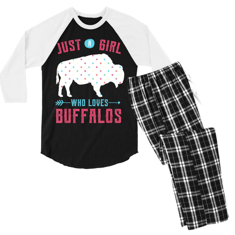 Bison Just A Girl Who Loves Buffalos Men's 3/4 Sleeve Pajama Set | Artistshot