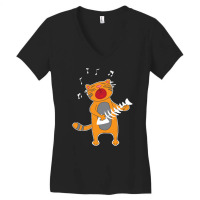 Cat Playing Fish Bone, Cat Playing Fish Bone Art, Cat Playing Fish Bon Women's V-neck T-shirt | Artistshot