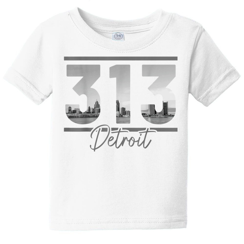 Detroit 313 Area Code Skyline Michigan Vintage T Shirt Baby Tee by cm-arts | Artistshot