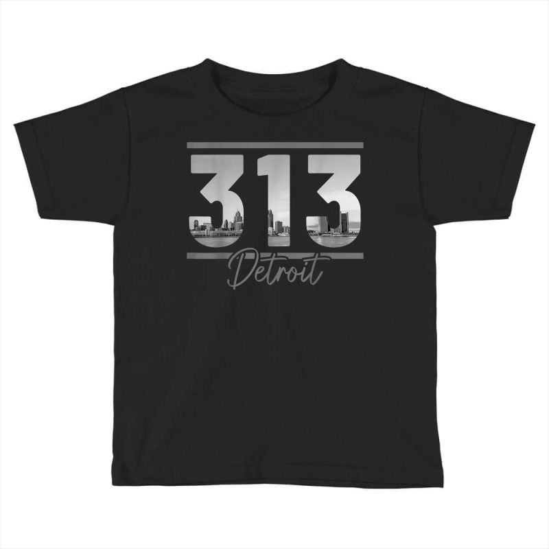 Detroit 313 Area Code Skyline Michigan Vintage T Shirt Toddler T-shirt by cm-arts | Artistshot