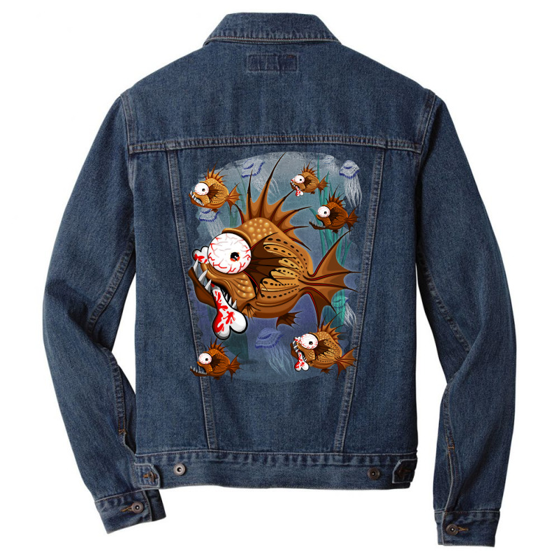 Psycho Fish, Psycho Fish Art, Psycho Fish Painting, Psycho Fish Vintag Men Denim Jacket by cm-arts | Artistshot