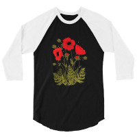 Red Poppies Vector Art 3/4 Sleeve Shirt | Artistshot