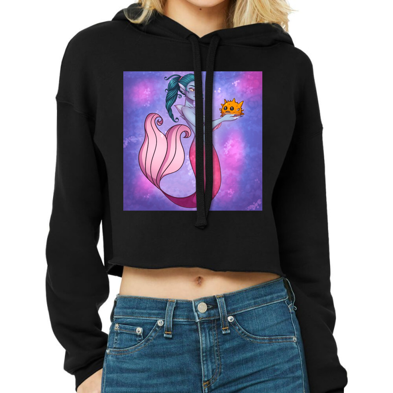 Mermaid And Blowfish, Mermaid And Blowfish Art, Mermaid And Blowfish V Cropped Hoodie by cm-arts | Artistshot