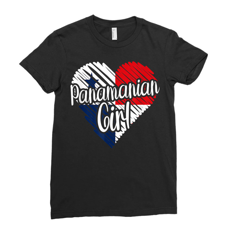 Panama For Girl Panamanian Heart Flag For Women Panameña T Shirt Ladies Fitted T-Shirt by lukaegawaefu | Artistshot