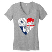 Panama For Girl Panamanian Heart Flag For Women Panameña T Shirt Women's V-neck T-shirt | Artistshot