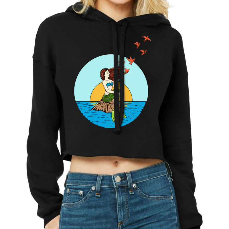 Mermaid And Birds, Mermaid And Birds Art, Mermaid And Birds Vintage, M Cropped Hoodie by cm-arts | Artistshot