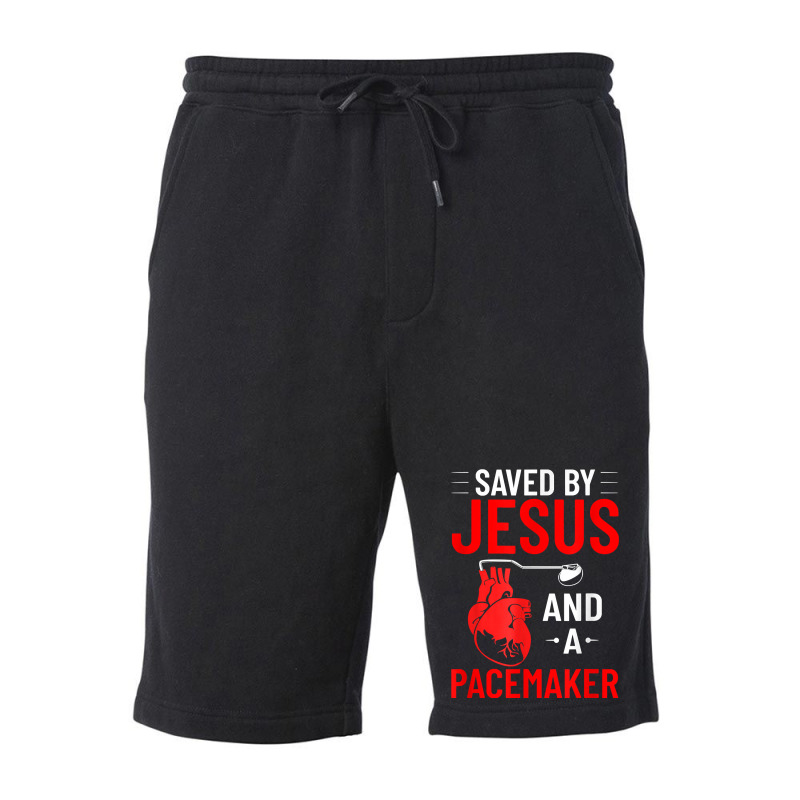 Saved By Jesus And A Pacemaker Heart Disease Awareness Funny T Shirt Fleece Short | Artistshot