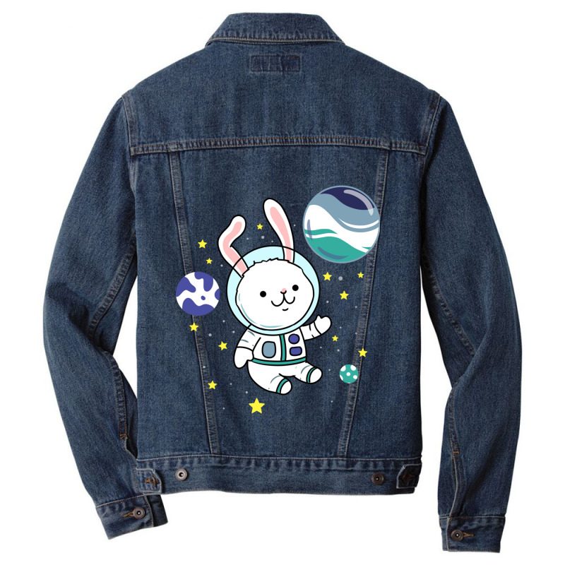 Bunny In Space Oriented Aroace Pride Men Denim Jacket | Artistshot