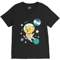 Cat In Space Oriented Aroace Pride V-neck Tee | Artistshot