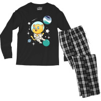 Cat In Space Oriented Aroace Pride Men's Long Sleeve Pajama Set | Artistshot