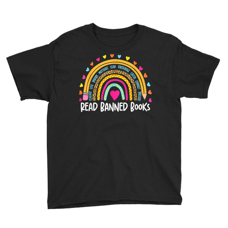 I Read Banned Books T Shirt Rainbow Readers Reading Gift T Shirt Youth Tee by cm-arts | Artistshot