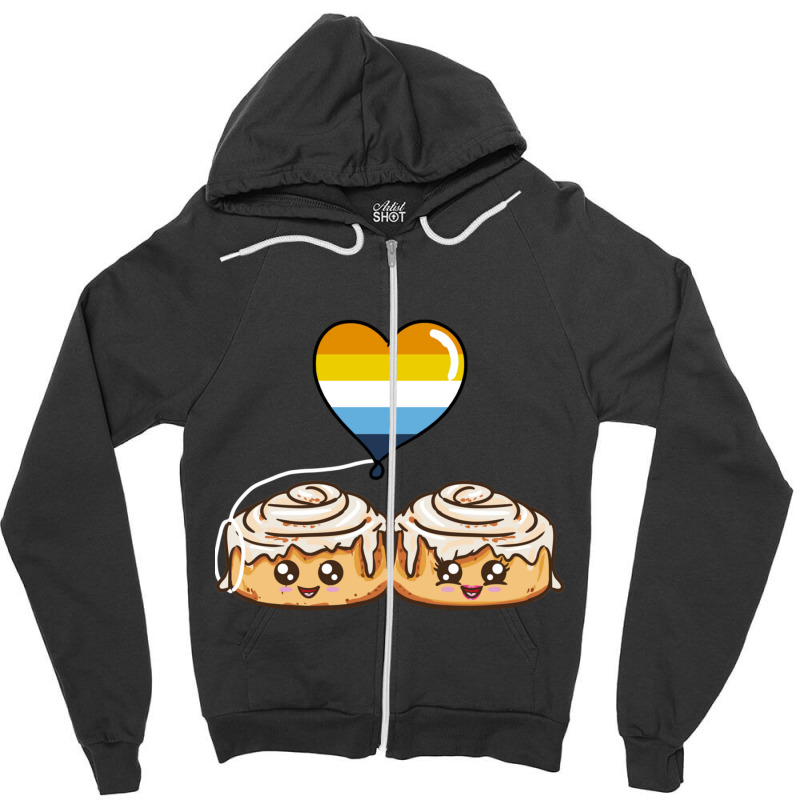 Cinnamon Roll Couple Aroace Pride Zipper Hoodie | Artistshot