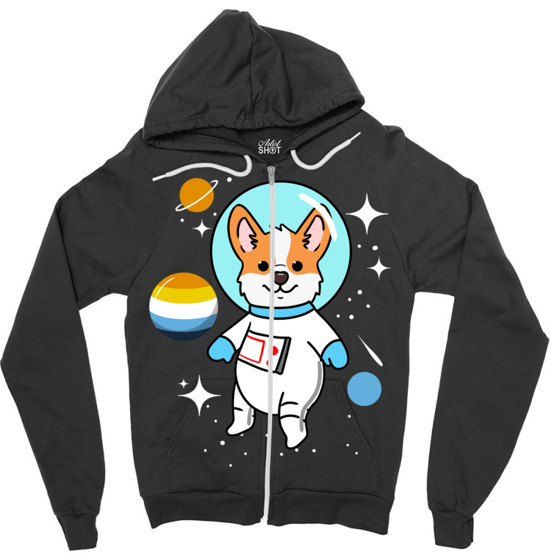 Corgi Space Aroace Pride Zipper Hoodie | Artistshot