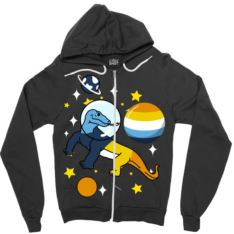 Komodo Dragon Astronaut Aroace Zipper Hoodie | Artistshot