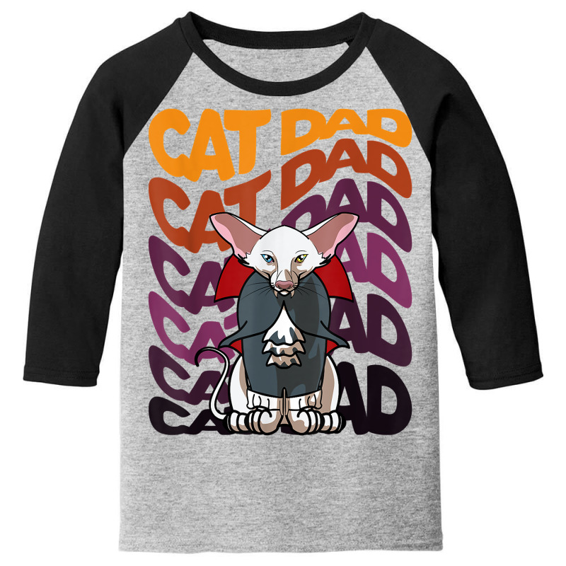 Mens Retro Cat Dad Vintage Halloween Costume Oriental Shorthair T Shir Youth 3/4 Sleeve | Artistshot