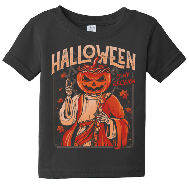 Halloween Is My Religion - Pumpkin Skull Gift Baby Tee by cm-arts | Artistshot