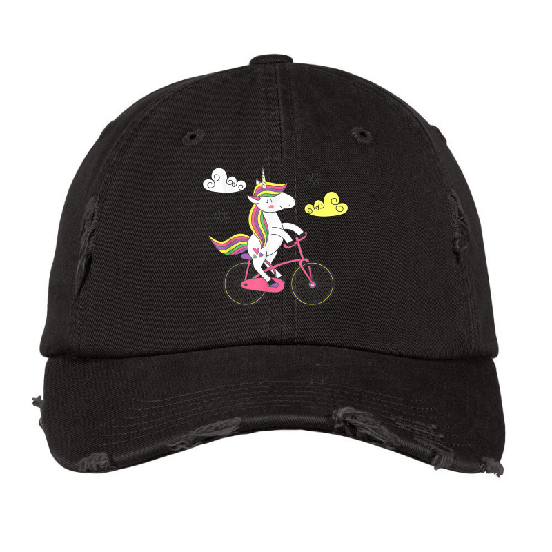 Funny Unicorn On Bike Work Out Biker Vintage Cap by Posh | Artistshot