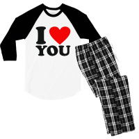 I Love You Men's 3/4 Sleeve Pajama Set | Artistshot