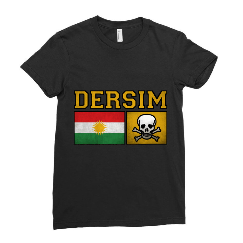 Dersim Kurdistan Flag Skull, Dersim Kurdistan Flag Skull Art, Dersim K Ladies Fitted T-Shirt by cm-arts | Artistshot