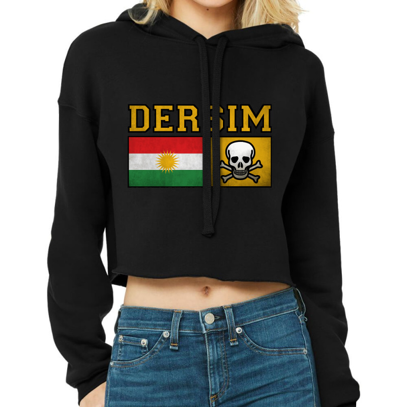 Dersim Kurdistan Flag Skull, Dersim Kurdistan Flag Skull Art, Dersim K Cropped Hoodie by cm-arts | Artistshot