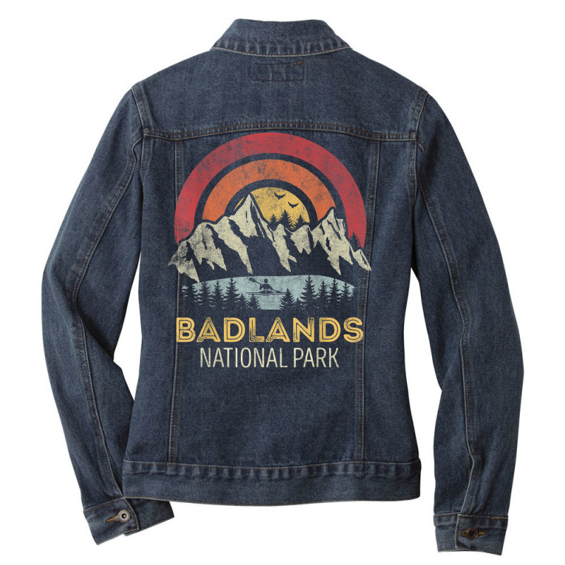 Badlands National Park Mountain Sunset Sunrise Ladies Denim Jacket by Fashzilla | Artistshot