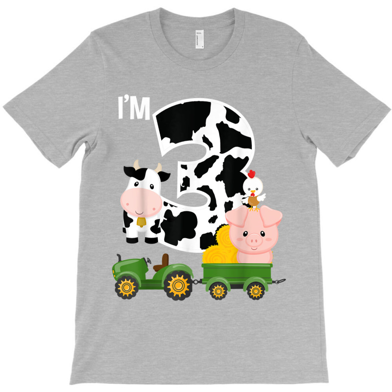 Farm Animals Tractor 3rd Birthday 3 Year Old Birthday Party T-shirt | Artistshot