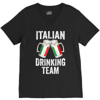 Italian Drinking Team Salute Italy Flag Funny Oktoberfest T V-neck Tee | Artistshot