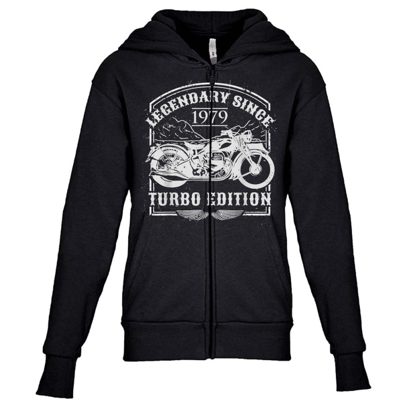 Legendary Since 1979   Motorcycle Rider Birthday Youth Zipper Hoodie | Artistshot