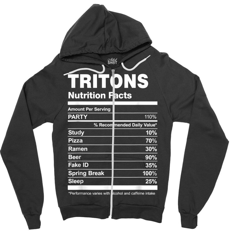 Tritons Nutrition Facts College University T Shirt Zipper Hoodie by hankeajrippleex5 | Artistshot