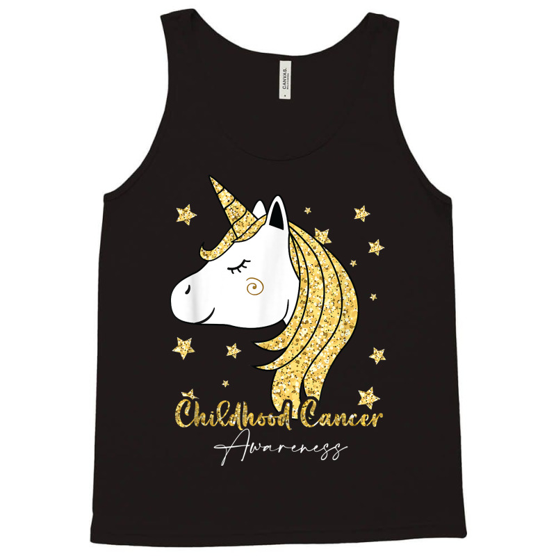 Childhood Cancer Awareness Unicorn Ribbon Twinkle Gold T Shirt Tank Top | Artistshot