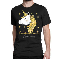 Childhood Cancer Awareness Unicorn Ribbon Twinkle Gold T Shirt Classic T-shirt | Artistshot