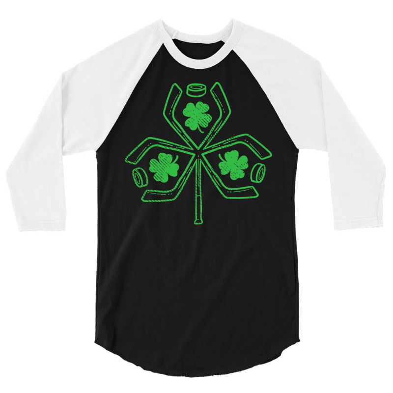 Ice Hockey Shamrock Clover St Patricks Day Player Coach Gift T Shirt 3/4 Sleeve Shirt | Artistshot