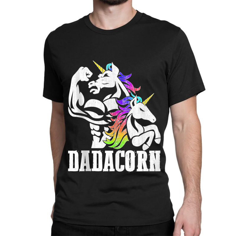 Manly Unicorn Muscle Dad And Daughter Dadacorn Fathers Day Tank Top Classic T-shirt | Artistshot