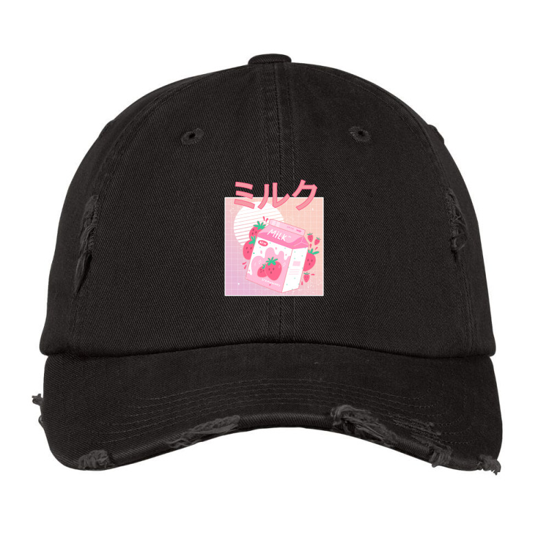 Japanese Aesthetics Kawaii Strawberry Milk Shake Vintage Cap by Aaronnderouin | Artistshot