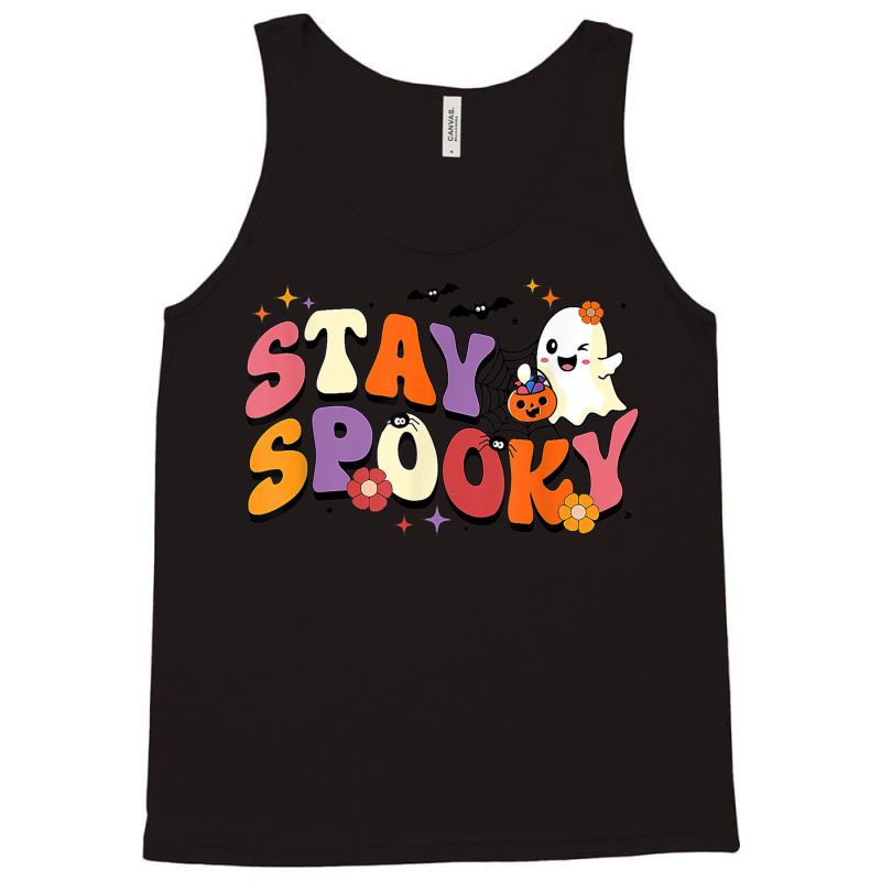 Stay Spooky Cute Ghost Pumpkin Groovy Halloween Women Men Tank Top by Fashlaza | Artistshot