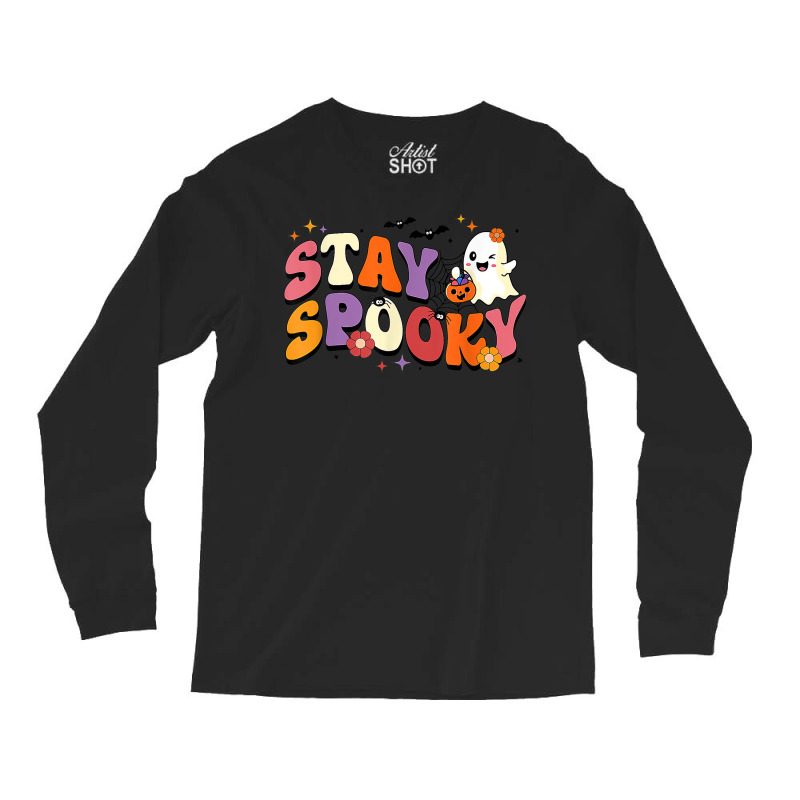 Stay Spooky Cute Ghost Pumpkin Groovy Halloween Women Men Long Sleeve Shirts by Fashlaza | Artistshot