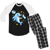 Dolphin In Space Oriented Aroace Men's 3/4 Sleeve Pajama Set | Artistshot