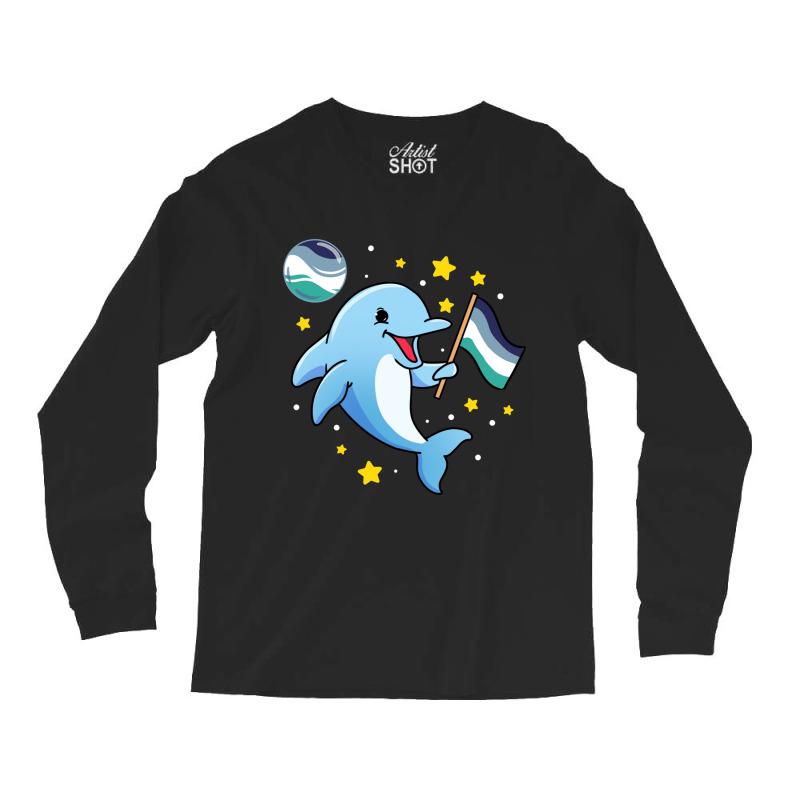 Dolphin In Space Oriented Aroace Long Sleeve Shirts | Artistshot