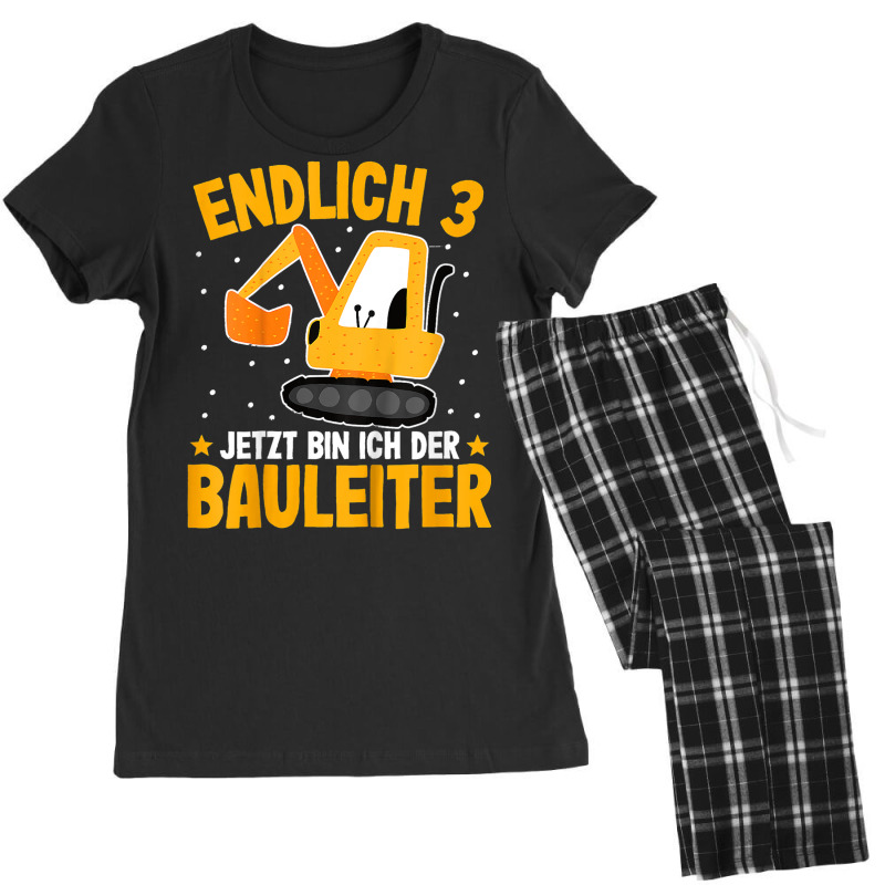 Kids 3. Geburtstag Junge Kinder Bagger Drei Jahre Women's Pajamas Set 