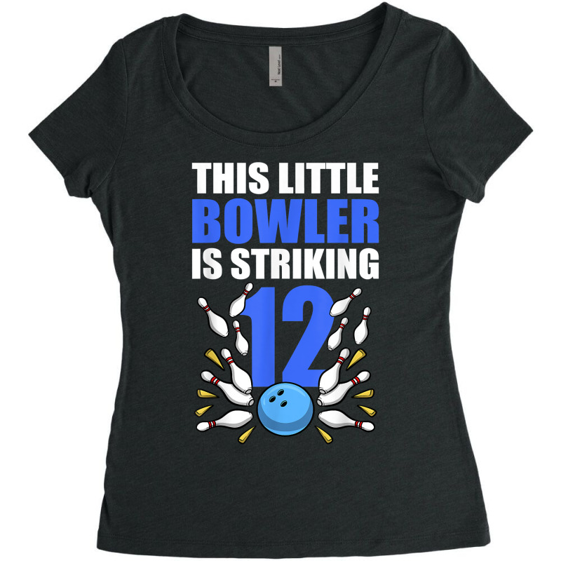 This Little Bowler Is Striking 12 Bowling Birthday T Shirt Women's Triblend Scoop T-shirt by cm-arts | Artistshot