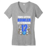 This Little Bowler Is Striking 12 Bowling Birthday T Shirt Women's V-neck T-shirt | Artistshot