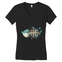 Fishbone Cartoon, Fishbone Cartoon Art, Fishbone Cartoon Vintage, Fish Women's V-neck T-shirt | Artistshot