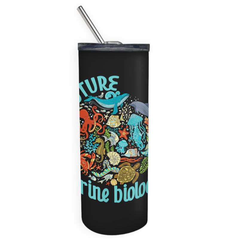 Future Marine Biologist Ocean Life Drawing Whale Octopus Skinny Tumbler | Artistshot