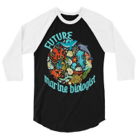 Future Marine Biologist Ocean Life Drawing Whale Octopus 3/4 Sleeve Shirt | Artistshot