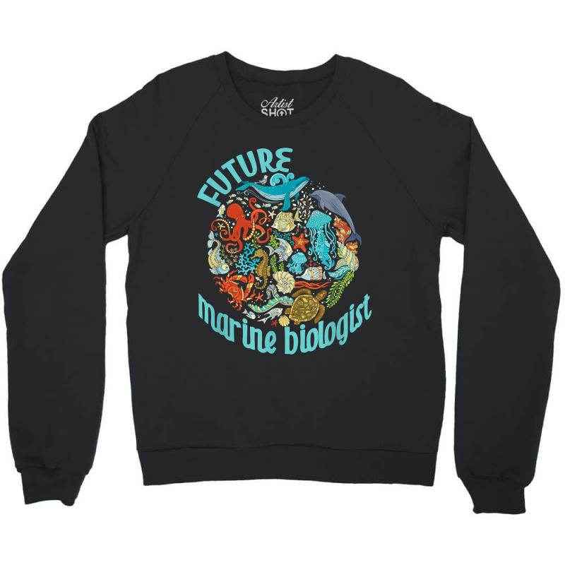 Future Marine Biologist Ocean Life Drawing Whale Octopus Crewneck Sweatshirt | Artistshot