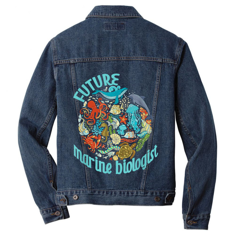 Future Marine Biologist Ocean Life Drawing Whale Octopus Men Denim Jacket | Artistshot