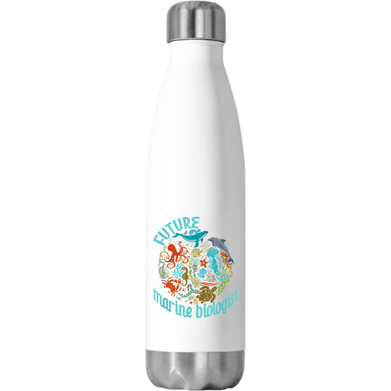 Future Marine Biologist Ocean Life Drawing Whale Octopus Stainless Steel Water Bottle | Artistshot